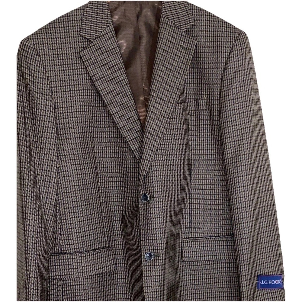 JG Hook Blazer‎ Mens 44L 100% Wool Sport Coat Jacket Two Button Herringbone New